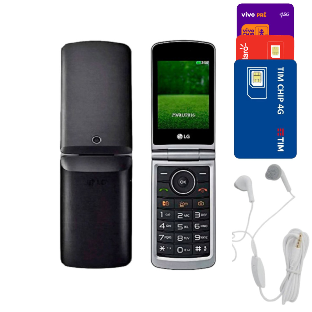 Celular LG G360 3G Flip Idosos Dual Chip Tela Botão Letra Grande Som alto Jogos Radio fm Simples