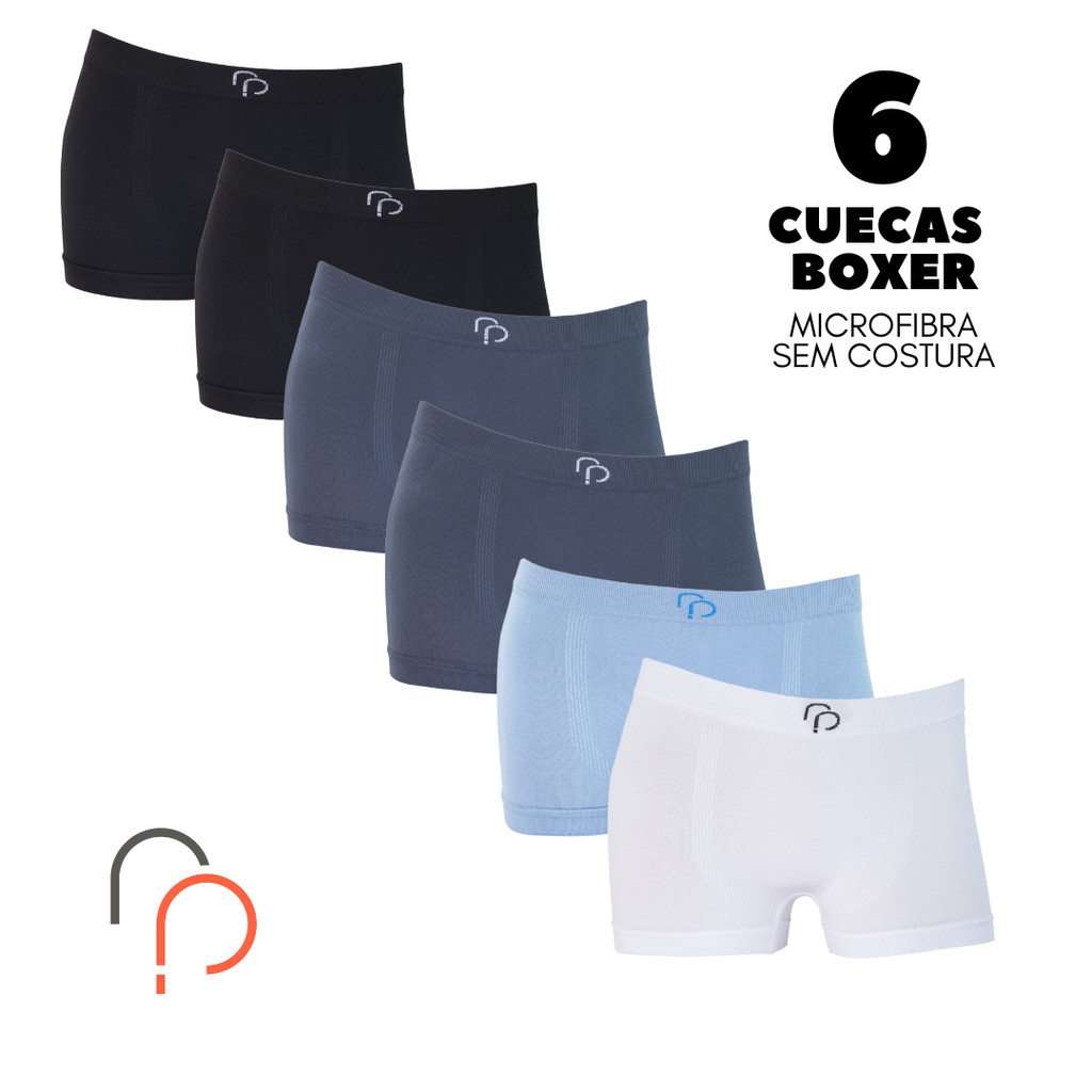 Kit 6 Cuecas Boxer INFANTIL Sem Costura em Microfibra RP em Oferta na Shopee