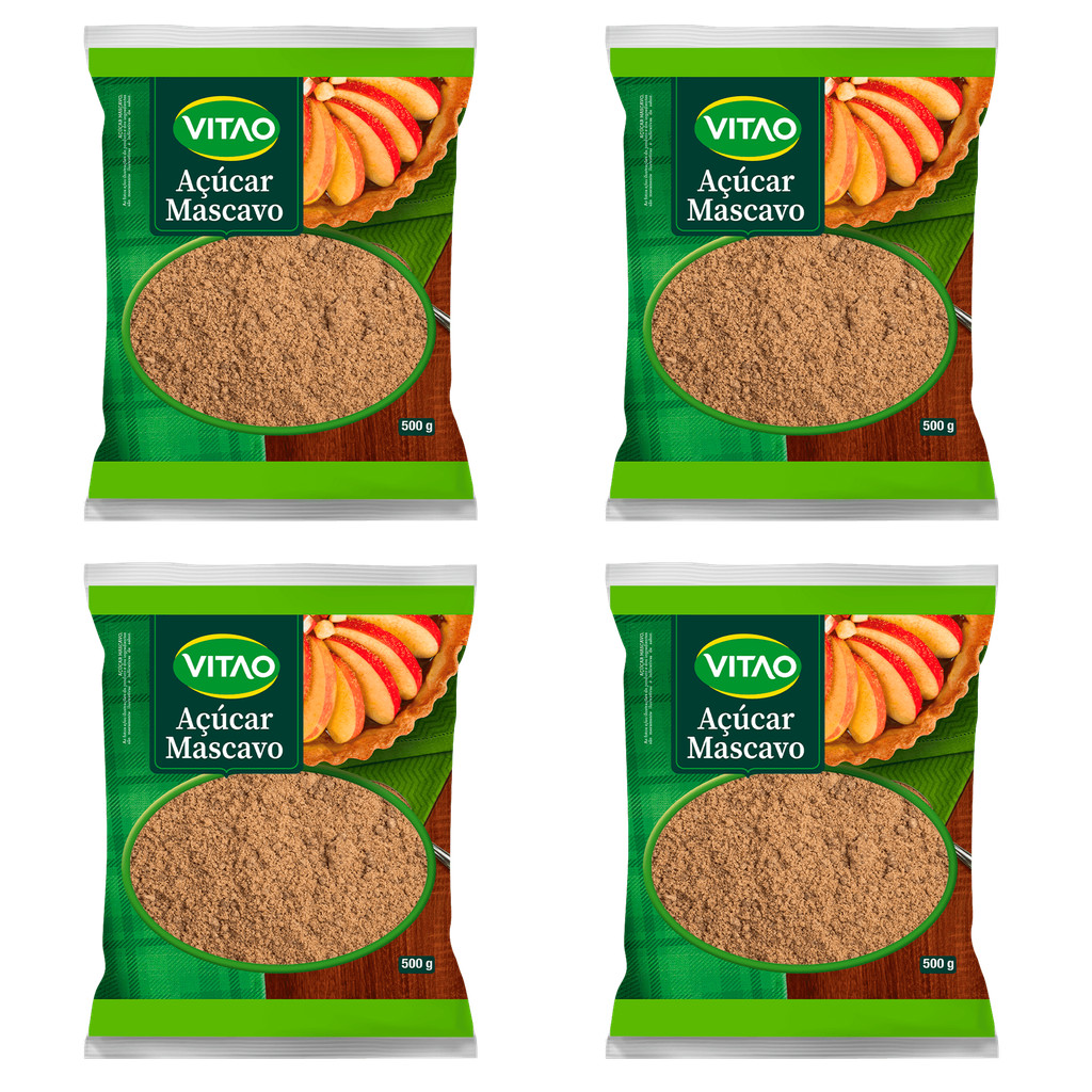 Kit 4 Un Açúcar Mascavo Vitao 500G - Food & Beverages