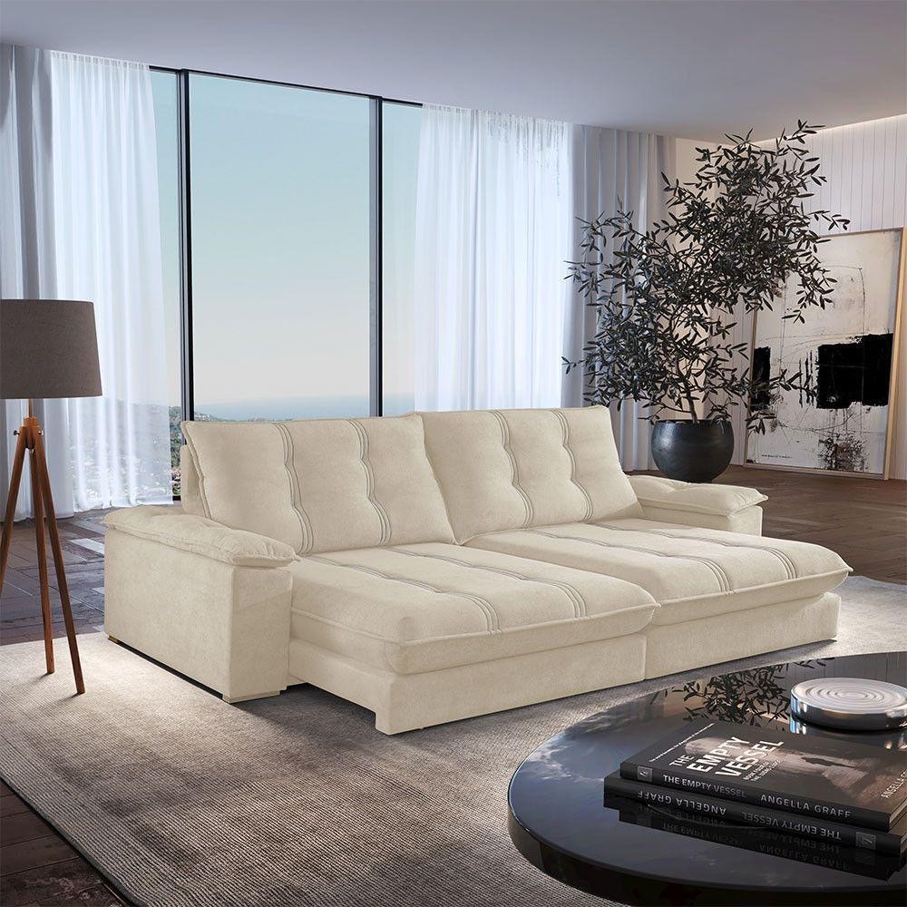 Sofá Dublin 02 Módulos De 80cm Br25cm Meu Sofá Online A294 Linho Creme