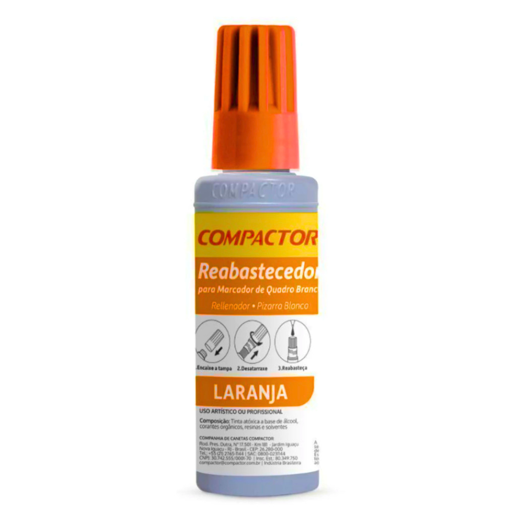 Reabastecedor  Refil Para Quadro Branco Compactor  30mL - LARANJA em Oferta na Shopee