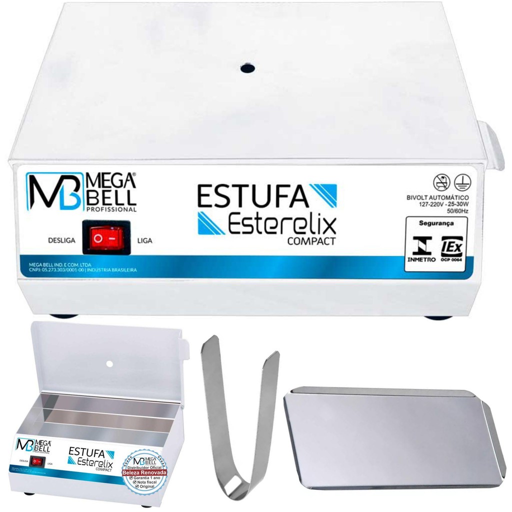 Estufa Manicure Esterilizador Mega Bell Branca+Bandeja+Pinça em Oferta na Shopee
