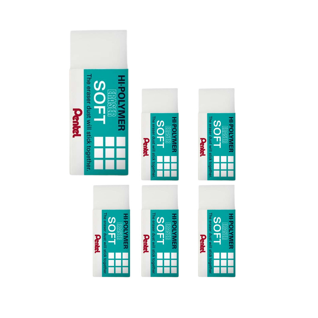 Kit 6 Borrachas Branca Pentel Hi-polymer Ain White Soft Pequena