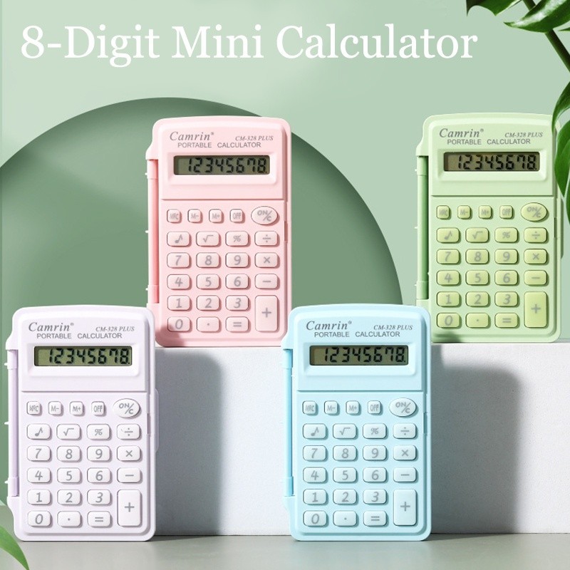 Mini Calculadora Com Tampa Flip de Mesa Bolso Portátil 8 Dígitos com Bateria Fofa Para Estudantes