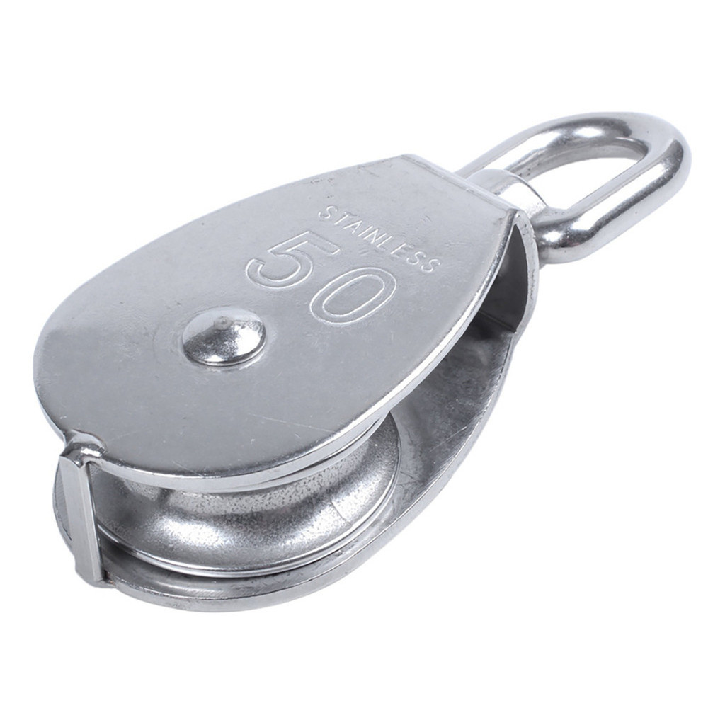 Roldana Polia Moitão Aço Inox 50mm M50 Cabo 14mm Cap. 400kg