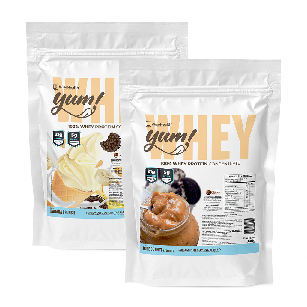 Kit 2 Yum! Whey 900g Banana + Doce de Leite - WiseHealth