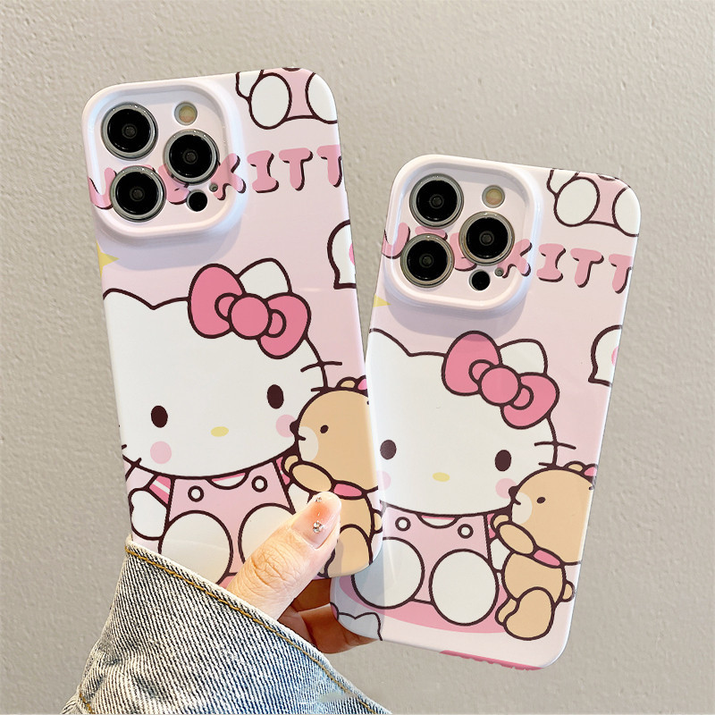 Criativo bonito dos desenhos animados OLÁ KITTY Pacote completo Anti Drop Hard Case Phone Case adequado para iPhone 15 14 13 12 11 Pro Max se X XR XS Max 7 8 6s Plus