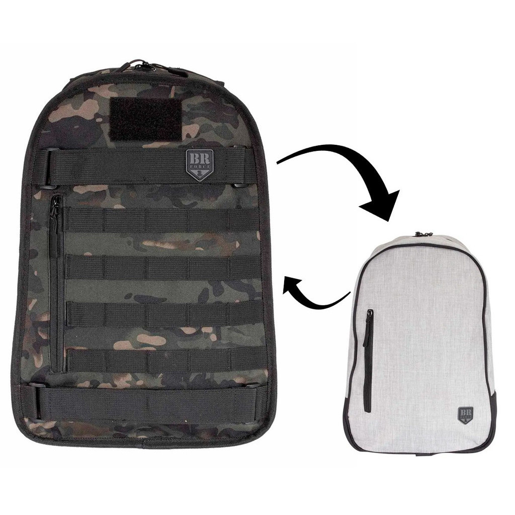 Mochila Bolsa Reforçada Dupla Face Sentinela Cinza e Multicam Camuflada 20 Litros