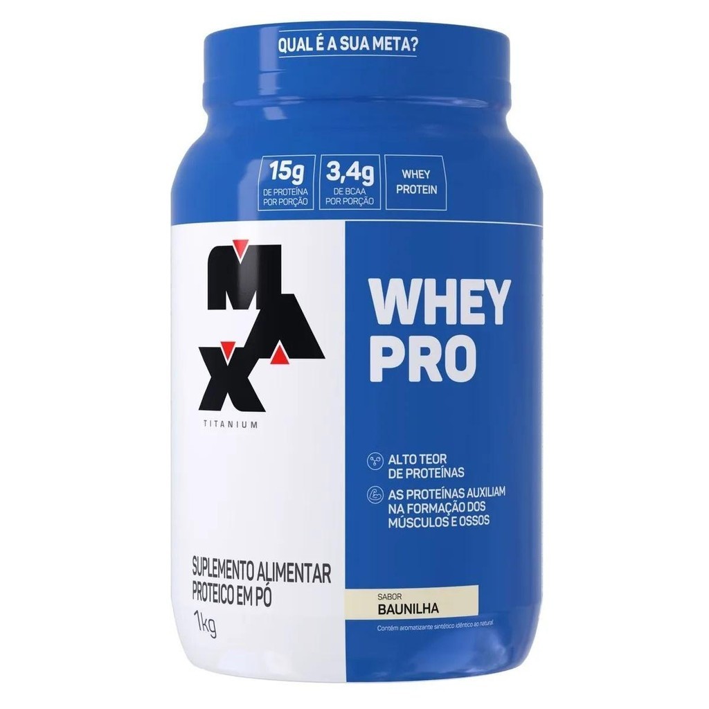 Whey Pro 1kg Baunilha - Max Titanium - Pote