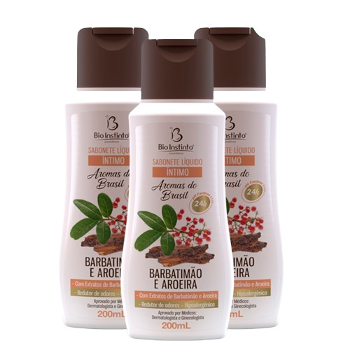 Kit c/3un Sabonete Barbatimão e Aroeira 200ml - Bio Instinto