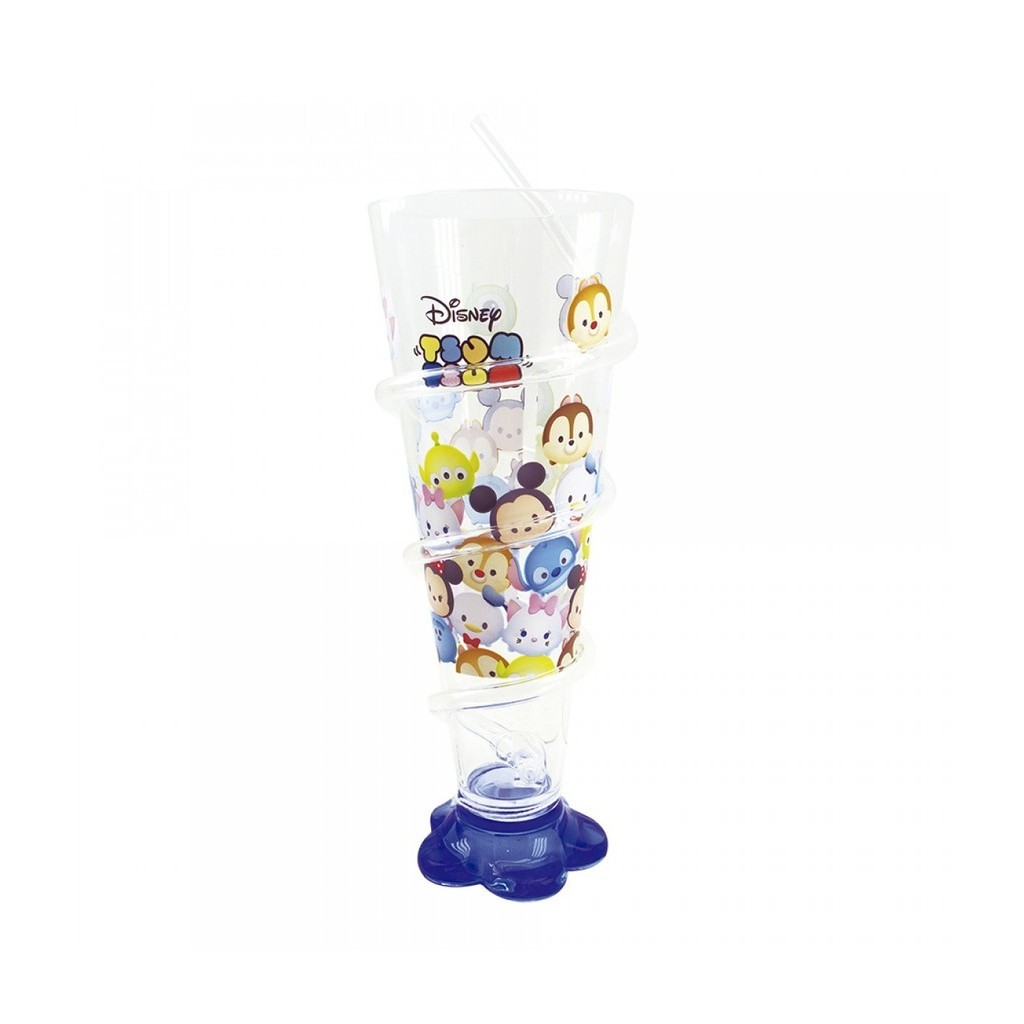 Copo Cone Infantil Azul de Acrilico Com Canudo Mickey e Minnie 250ml - Produto Licenciado Disney