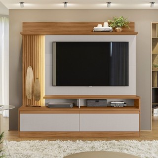 Estante Home para TV até 60 Polegadas com LED 2 Portas NT 1295  Freijó Trend/Off White Tx em Oferta na Shopee