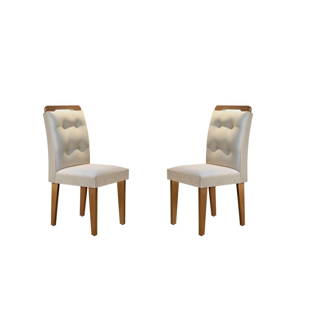 Conjunto com 2 Cadeiras Valentina Veludo Creme/Imbuia em Oferta na Shopee