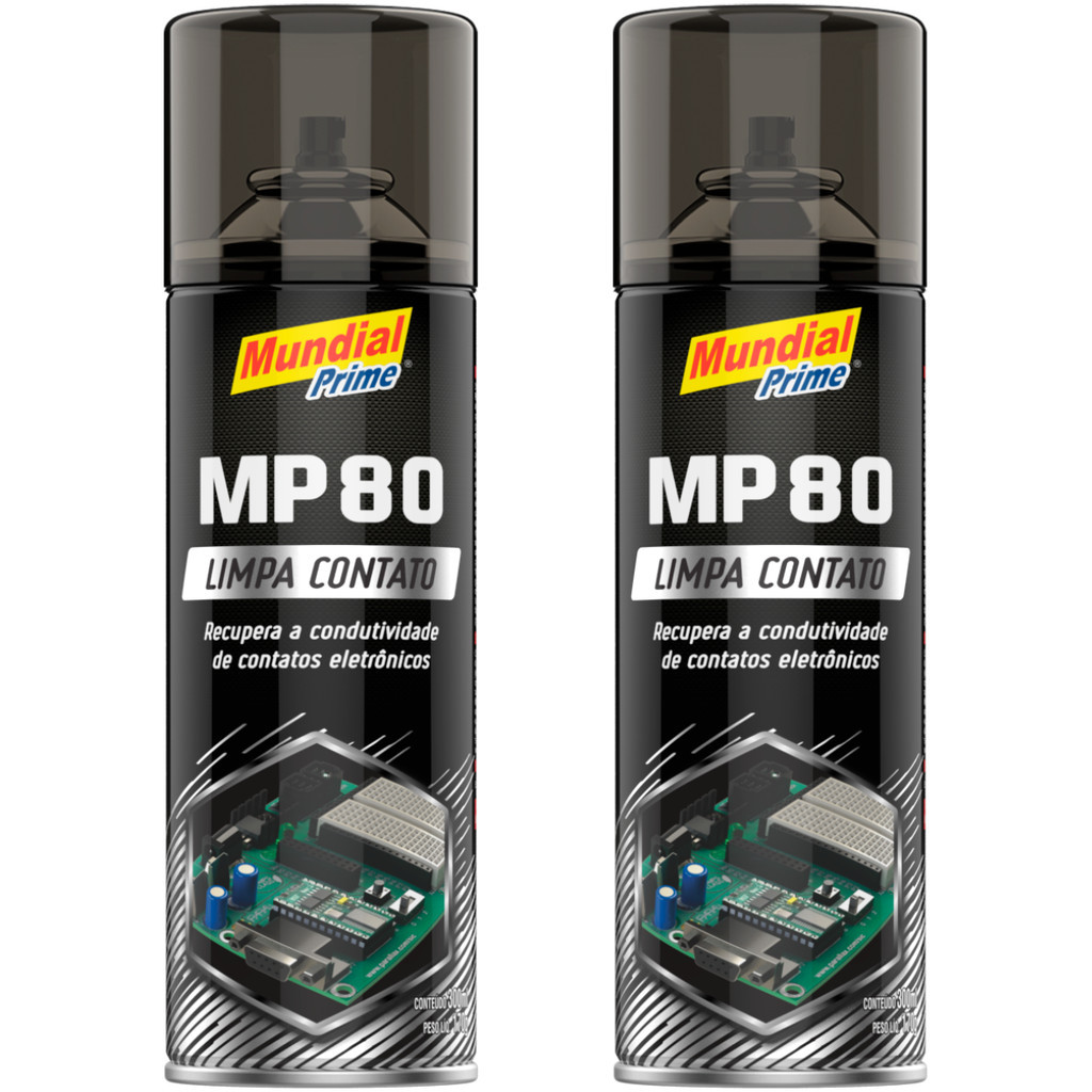 02 Limpa Contatos MP80 300ml Spray Circuitos Elétricos Eletrônicos Automotivo Informática Celulares