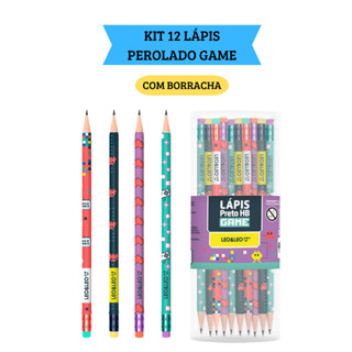 Kit 12 Lápis de Escrever HB Game com Borracha  Escolar  Leo&Leo em Oferta na Shopee