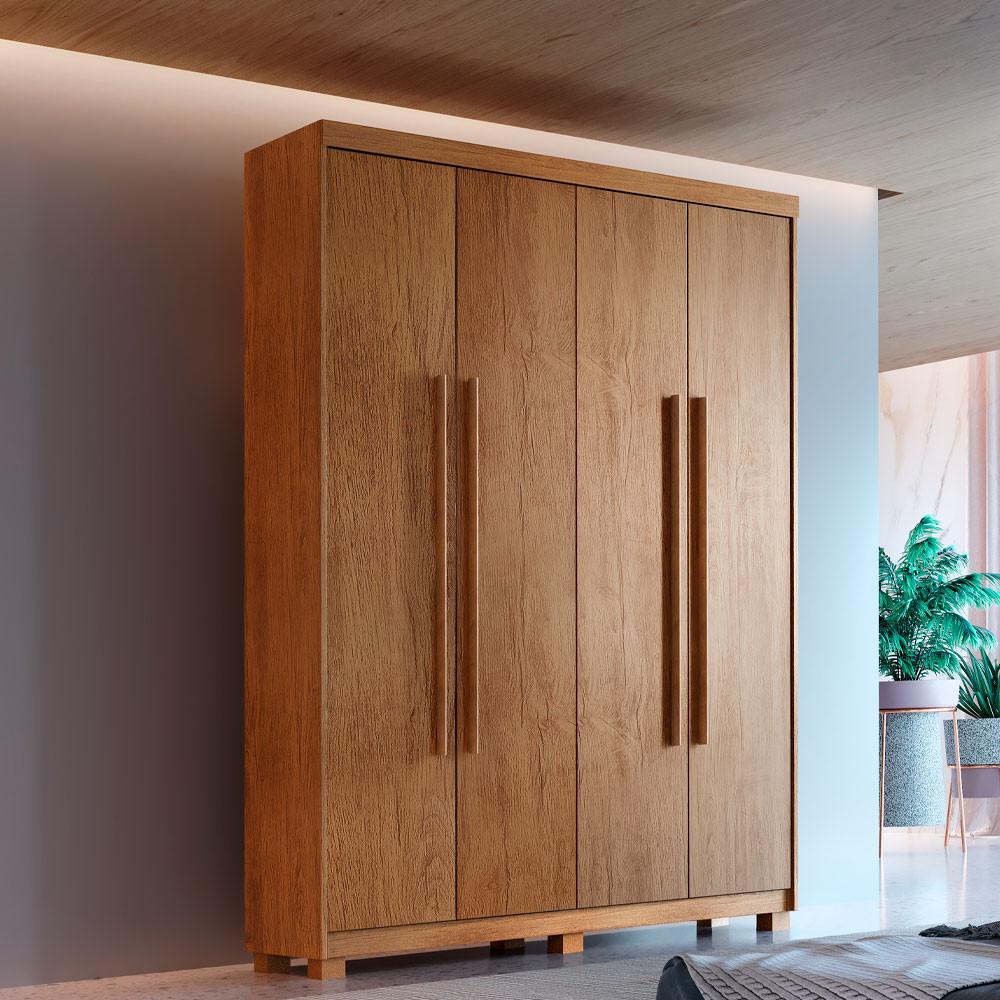 Guarda Roupa Solteiro Heros 4 Portas MDF Com pés Moderna - Home & Living
