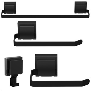 Kit Acessórios Para Banheiro Com Ventosa Preto 4 Peças Max em Oferta na Shopee