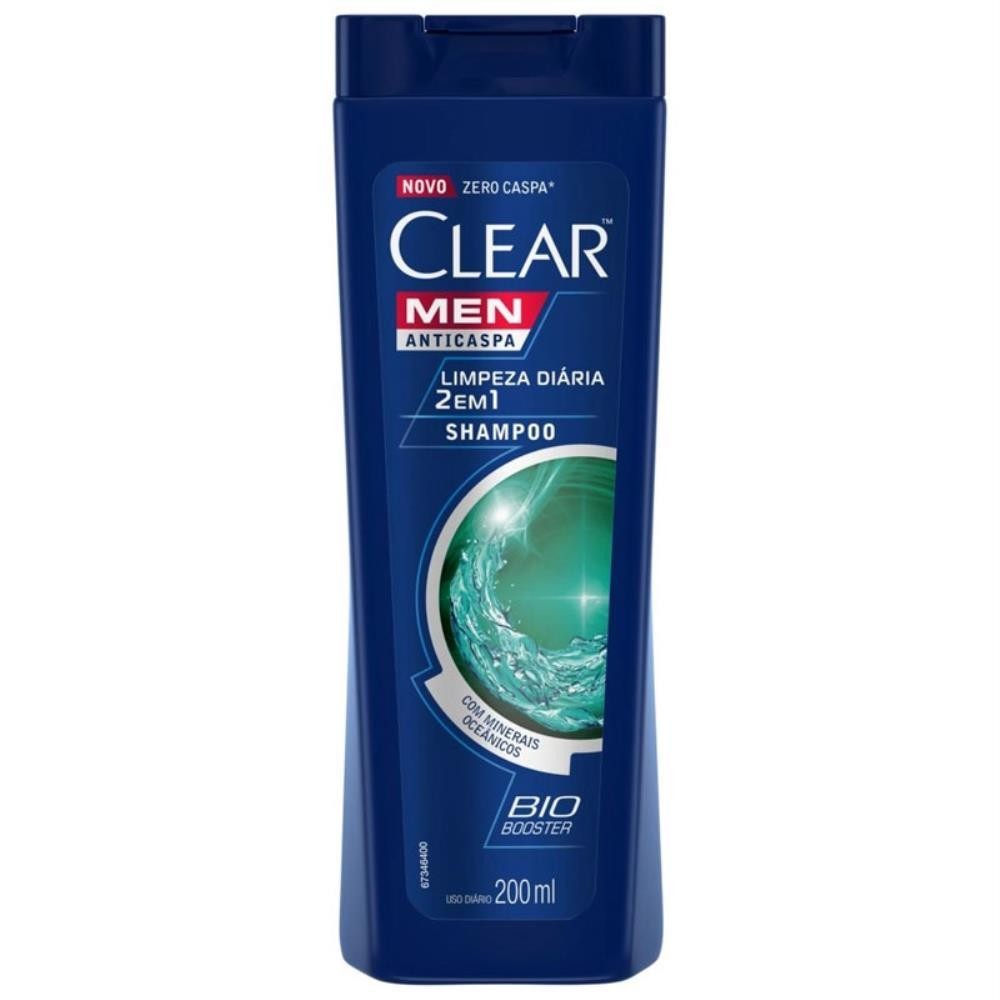 Clear Men Shampoo Anticaspa Limpeza Diária 2 Em 1 Com 200Ml em Oferta na Shopee