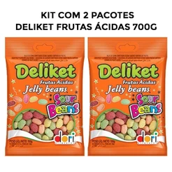 Kit com 2 Balas de Goma Confeitada Deliket Jelly Beans Frutas Sortidas Ácidas 700g - Dori