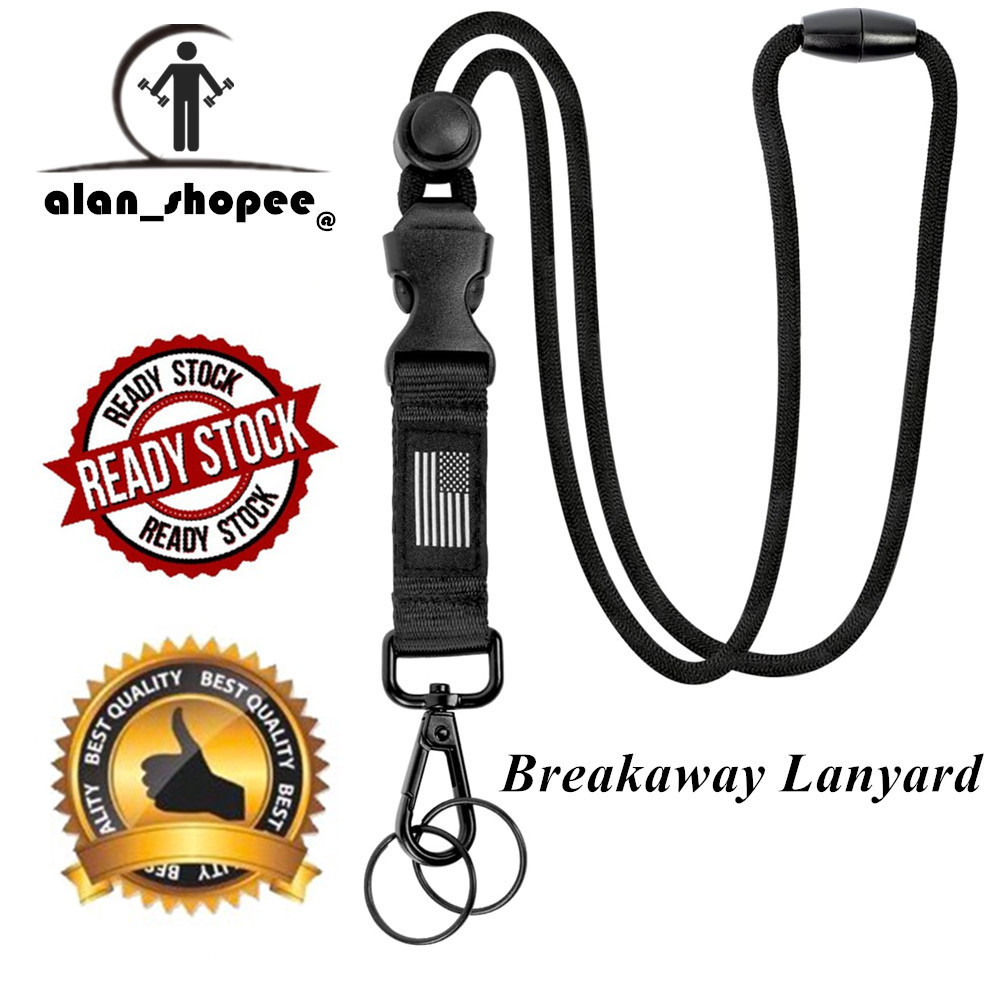 Lanyards Breakaway Para Crachás De Identificação-Lanyard De Segurança Com Bandeira Dos Eua , Alça De Pescoço Ajustável Porta-Cartões E Chaves , Preto , 1PCS em Oferta na Shopee