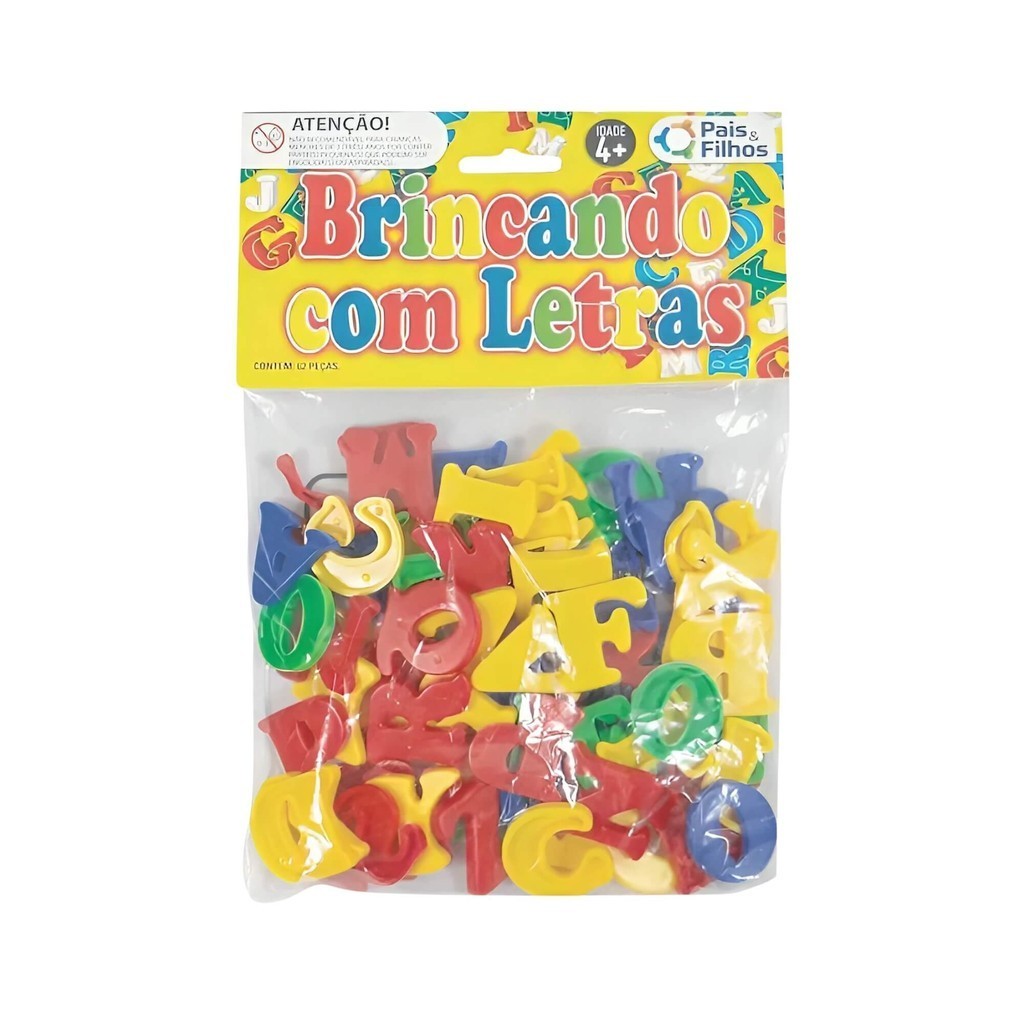 Jogo Didático Brincando com Letras 62 Peças Pais e Filhos - 4744-1 em Oferta na Shopee