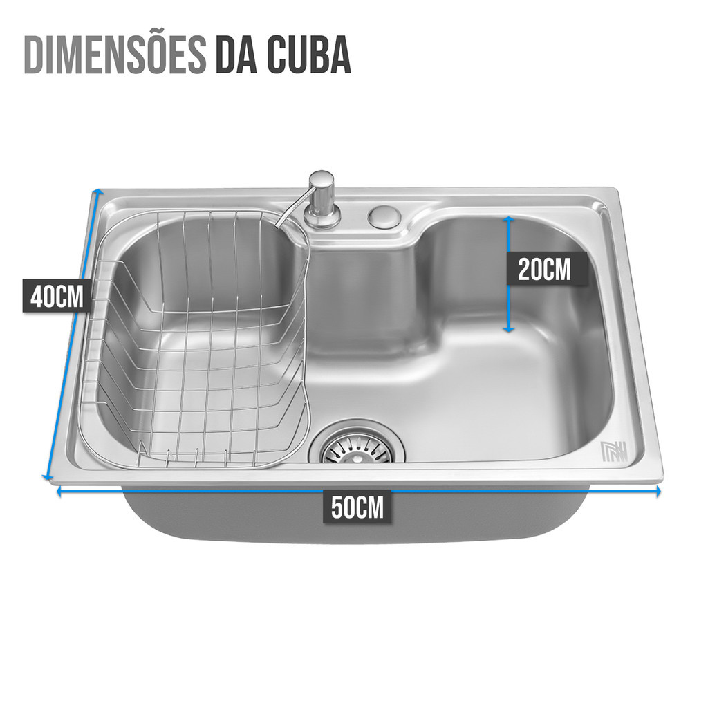 Detalhes do Cuba Cozinha Gourmet Pia Aço Inox Acessórios Embutir