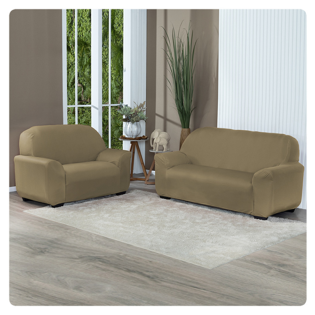 Kit Capa De Sofá Lisa 3 E 2 Lugares Coladinha Varias Cores