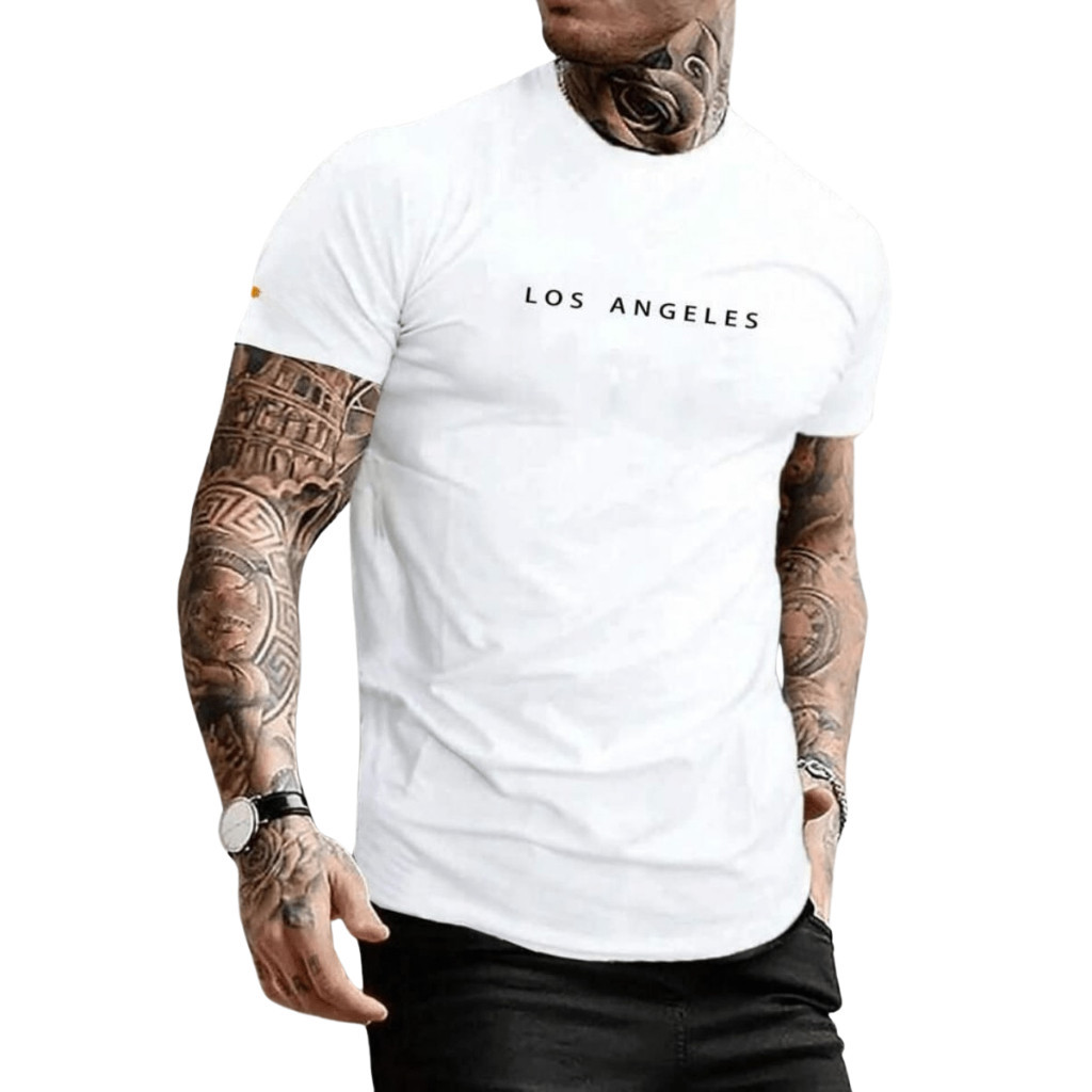 Camiseta Masculina Streetwear T-shirt Los angeles  Corte reto Confortável Camiseta 100% algodão Authentic Aesthetic