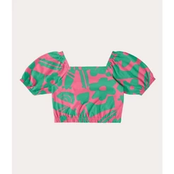 Blusa Infantil Menina Estampada Manga Bufante Em Algodão Malwee Kids