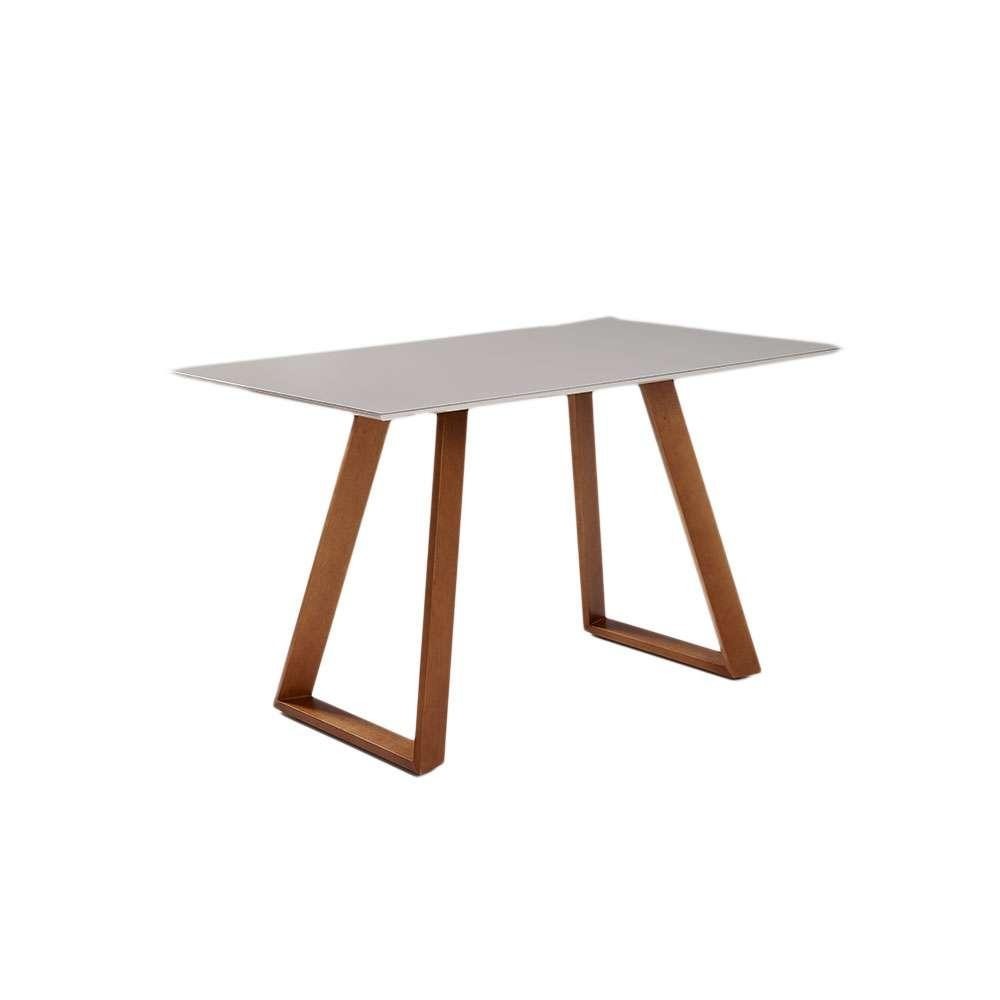 Mesa de Jantar Retangular com Tampo de Vidro Off White Viena Mel 160 cm em Oferta na Shopee