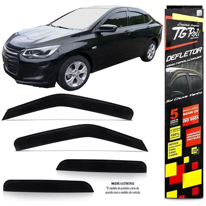 Calha Chuva Defletor TG Poli Chevrolet Onix Plus 2019 2020 2021 2022 2023 2024 - 4 Portas