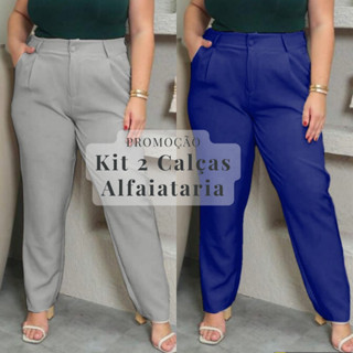 Kit2 calças Alfaiataria plus size Feminina Elegante social casual trabalhar G1 G2 G3 em Oferta na Shopee