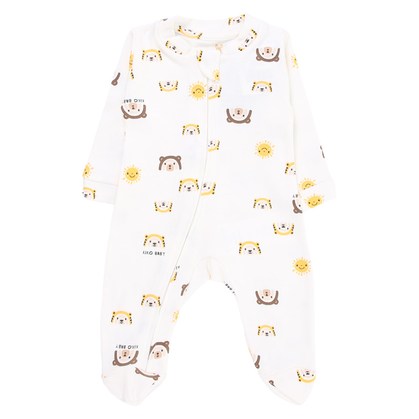 Macacão Longo Bebê Kiko Baby Suedine Estampa Ursinho - Baby & Kids Fashion