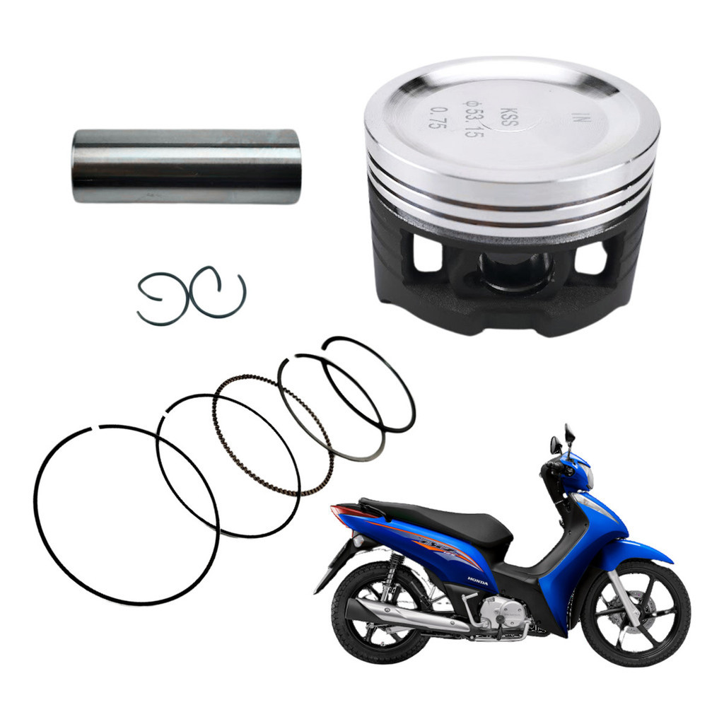 Pistão Cilindro Motor Biz 125 2006 À 2017 Aneis Pino 0.75mm