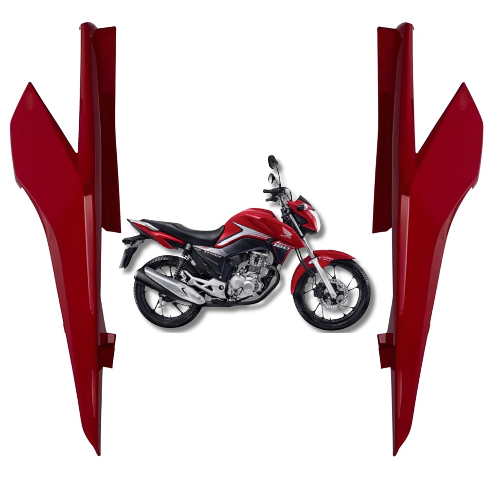 Carenagem Tampa Lateral Traseira Rabeta Cg Titan 160 Vermelho Guarau 2022 2023 2024 PARAMOTOS HONDA