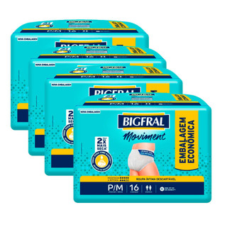Kit 4 Roupa Íntima Bigfral Moviment P/M 16 Unidades cada em Oferta na Shopee