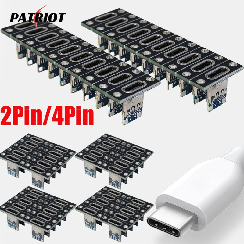 5/10 peças 2 pinos 4 pinos C-tipo USB 3.1 soquete com placa de fixação de parafuso - porta de carregamento fêmea em Oferta na Shopee