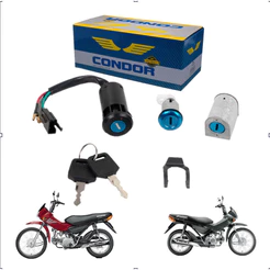 Kit Chave Ignição Contato Cabo Trava Banco Honda Pop 100 2007/2015 Moto