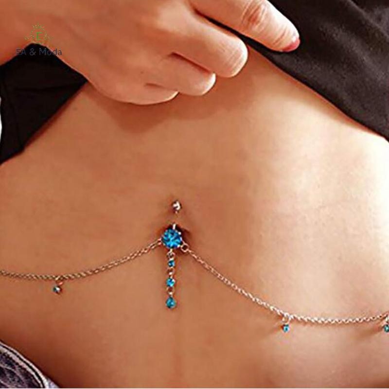 EA & Moda Aço Cirúrgico Umbigo Cintura Corrente Piercing Anel Joias Corporais .