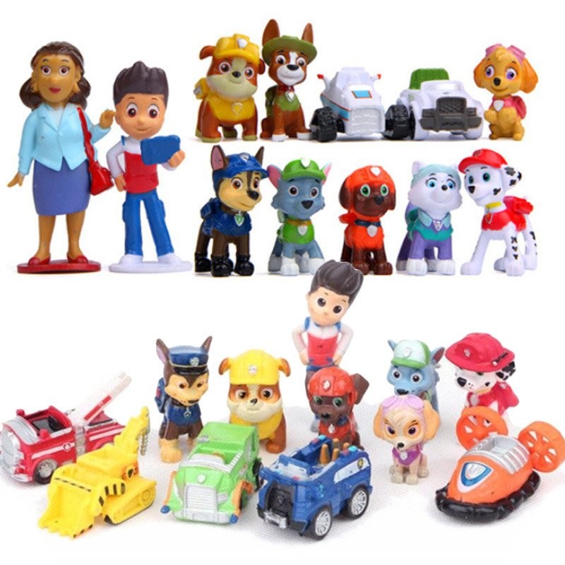 12pcs Patrulla Canina Anime Figuras Ryder Marshall Patrulha Bonecas Chase Rocky Zuma Skye Brinquedos Infantis