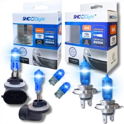 KIT PAR LÂMPADAS SUPER BRANCA H4 + H27 8500K + PAR PINGO T10 UNIVERSAL SHOCKLIGHT
