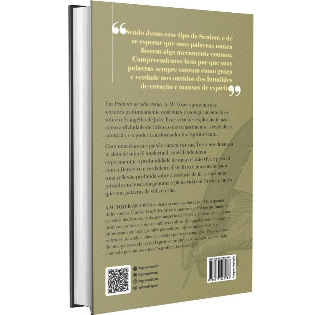 Detalhes do Palavras de vida eterna | 10 sermões do Evangelho de João | Capa Dura | A. W. Tozer