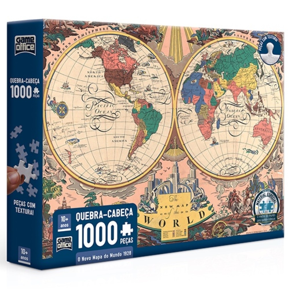 QUEBRA CABEÇA O NOVO MAPA DO MUNDO 1928 GAME OFFICE 1000 PEÇAS TOYSTER PUZZLE GEOGRAFIA PAÍS MUNDI em Oferta na Shopee