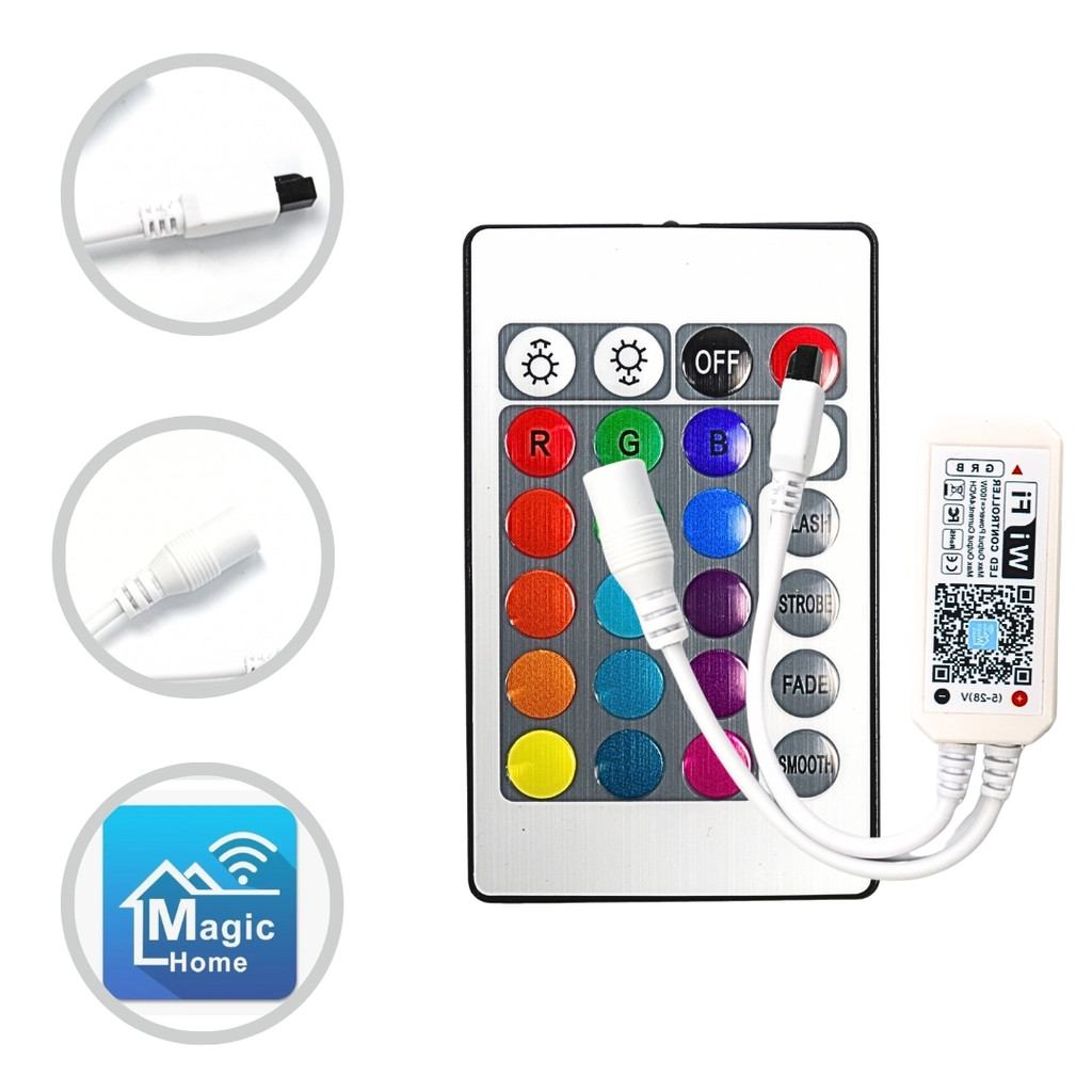 Controladora p/ Fita LED RGB 3528/5050 12V Conexão WIFI Aplicativo