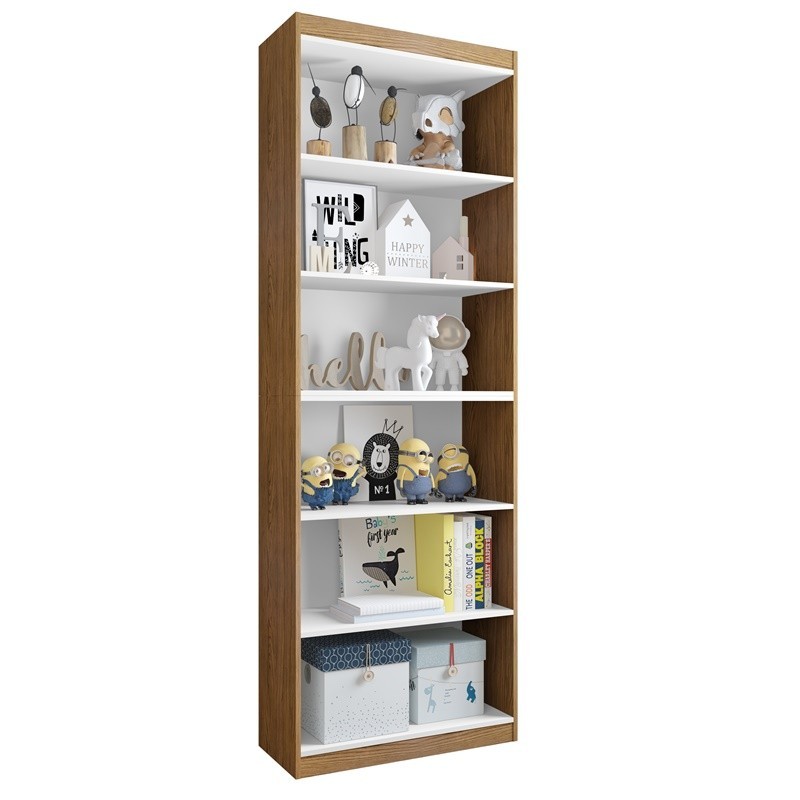 Estante Organizador Livreiro Prateleira Para Sala Quarto Escritório Gold 2 Módulos - Natur...