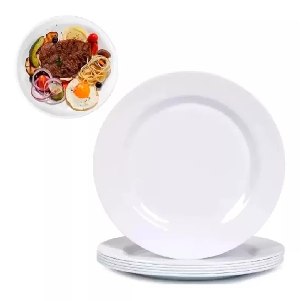 Kit 6 Pratos Melamina 28cm Utilidades Domésticas Mesa Posta