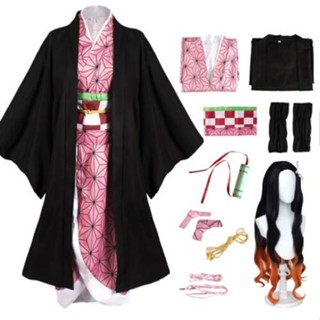 Nezuko Cosplay Anime Demon Slayer Kimetsu No Yaiba Fantasia E Acessórios Kamado Kimono Uniformes Roupas De Halloween em Oferta na Shopee