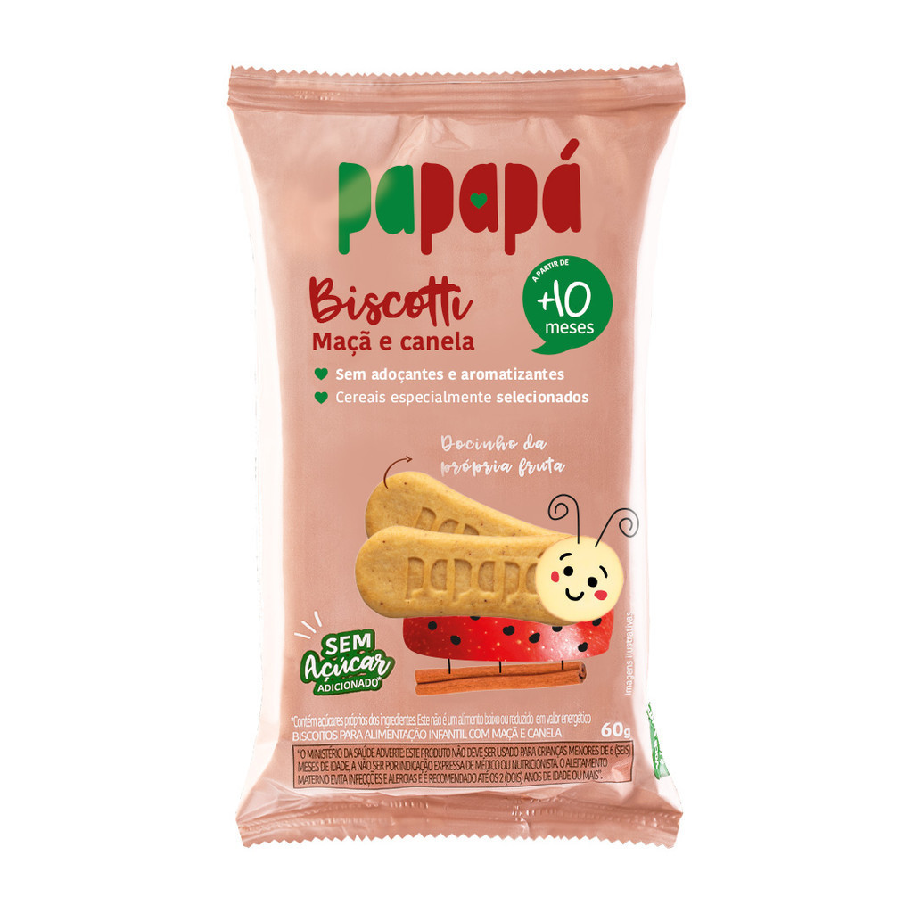 Biscoito Infantil Papapá Biscotti com maçã e canela 60g