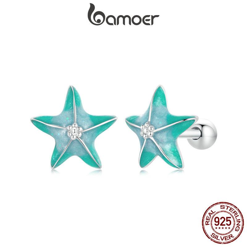 Bamoer 925 Sterling Sliver Stud Earrings Starfish Deisign Jóias De Ocasião Diária Presentes Para Meninas Femininas