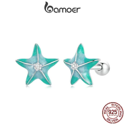 Bamoer 925 Sterling Sliver Stud Earrings Starfish Deisign Jóias De Ocasião Diária Presentes Para Meninas Femininas